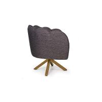 Poltrona Ariel Giratória Linho Mescla Marrom e Madeira - 5