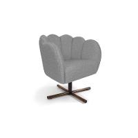 Poltrona Ariel Giratória Linho Mescla Cinza e Castanho - 1