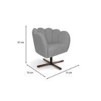 Poltrona Ariel Giratória Linho Mescla Cinza e Castanho - 3