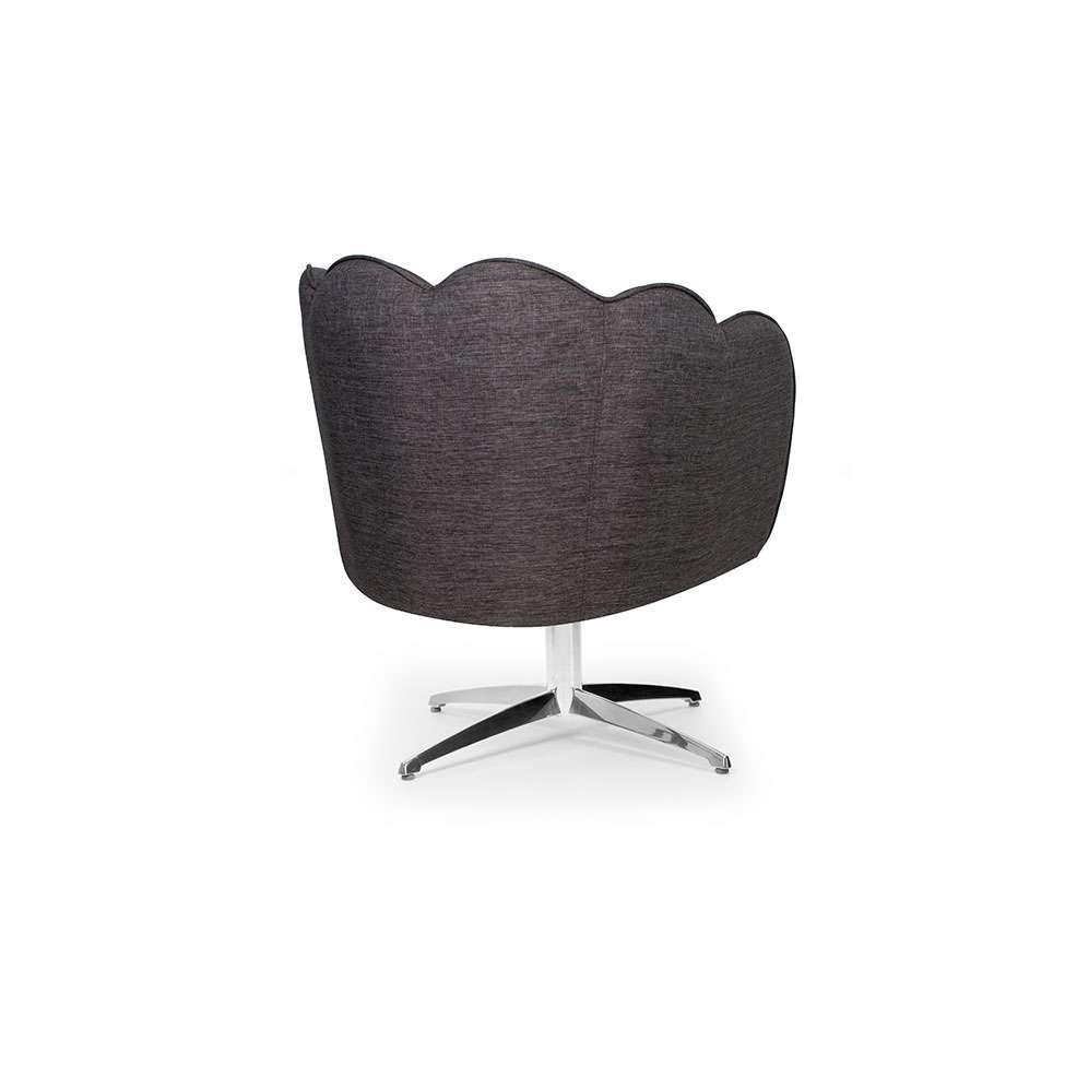 Poltrona Ariel Giratória Linho Mescla Marrom e Cromada - 4