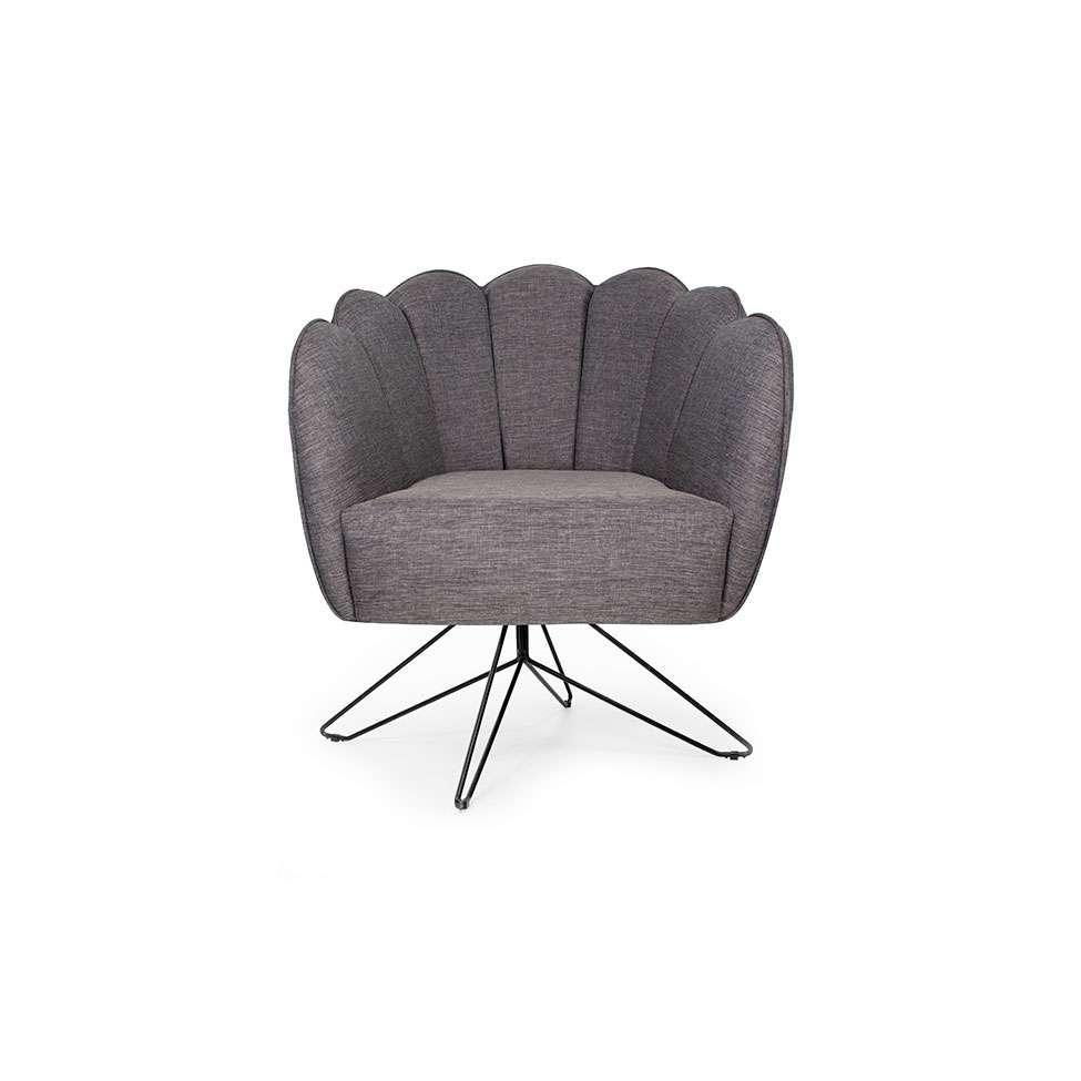 Poltrona Ariel Base Aço Linho Mescla Marrom e Preta - 2