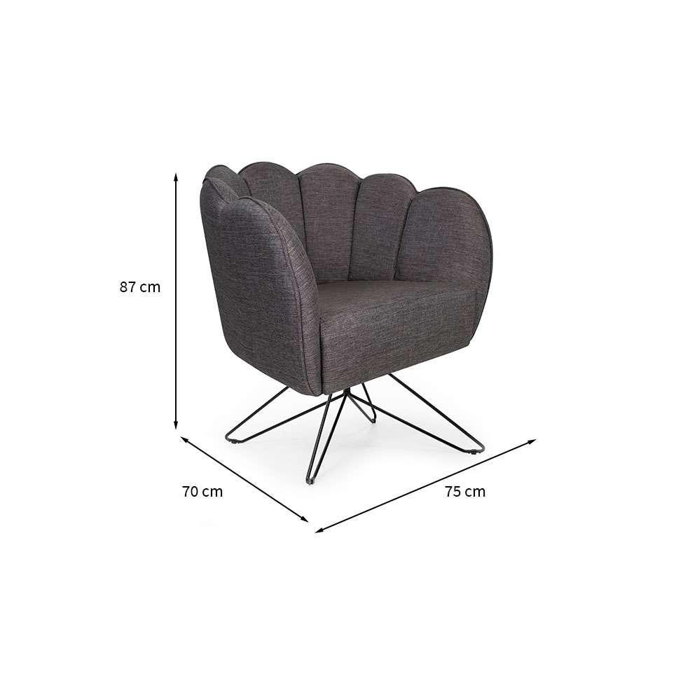 Poltrona Ariel Base Aço Linho Mescla Marrom e Preta - 3