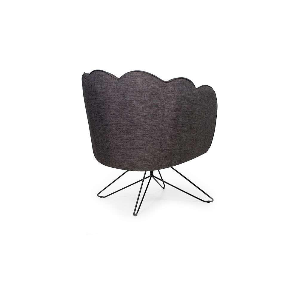 Poltrona Ariel Base Aço Linho Mescla Marrom e Preta - 4