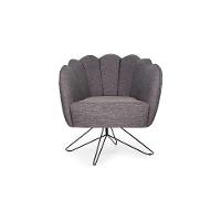 Poltrona Ariel Base Aço Linho Mescla Marrom e Preta - 2