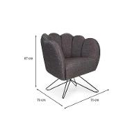 Poltrona Ariel Base Aço Linho Mescla Marrom e Preta - 3