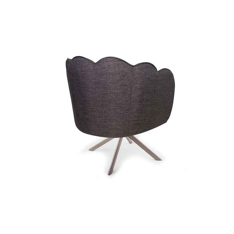 Poltrona Ariel Giratória Linho Mescla Marrom e Champagne - 4