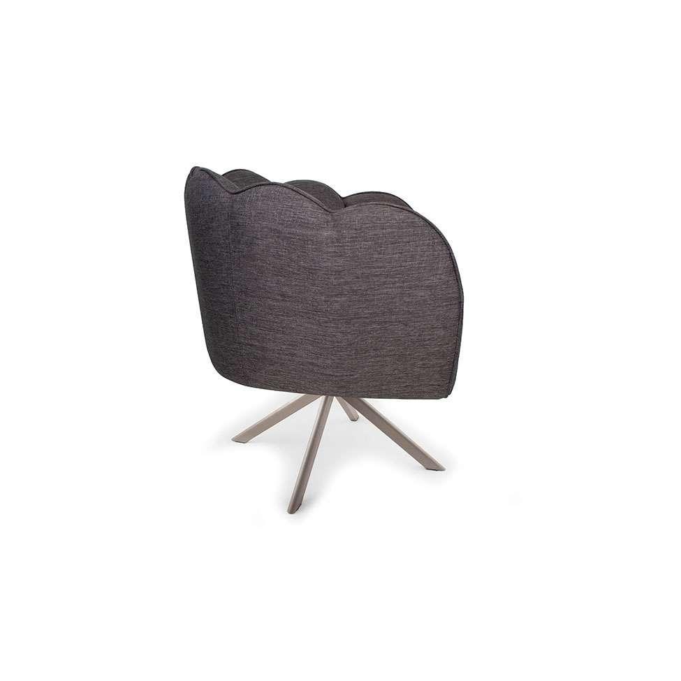 Poltrona Ariel Giratória Linho Mescla Marrom e Champagne - 5