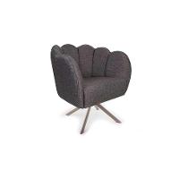 Poltrona Ariel Giratória Linho Mescla Marrom e Champagne - 1