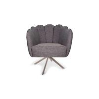 Poltrona Ariel Giratória Linho Mescla Marrom e Champagne - 2