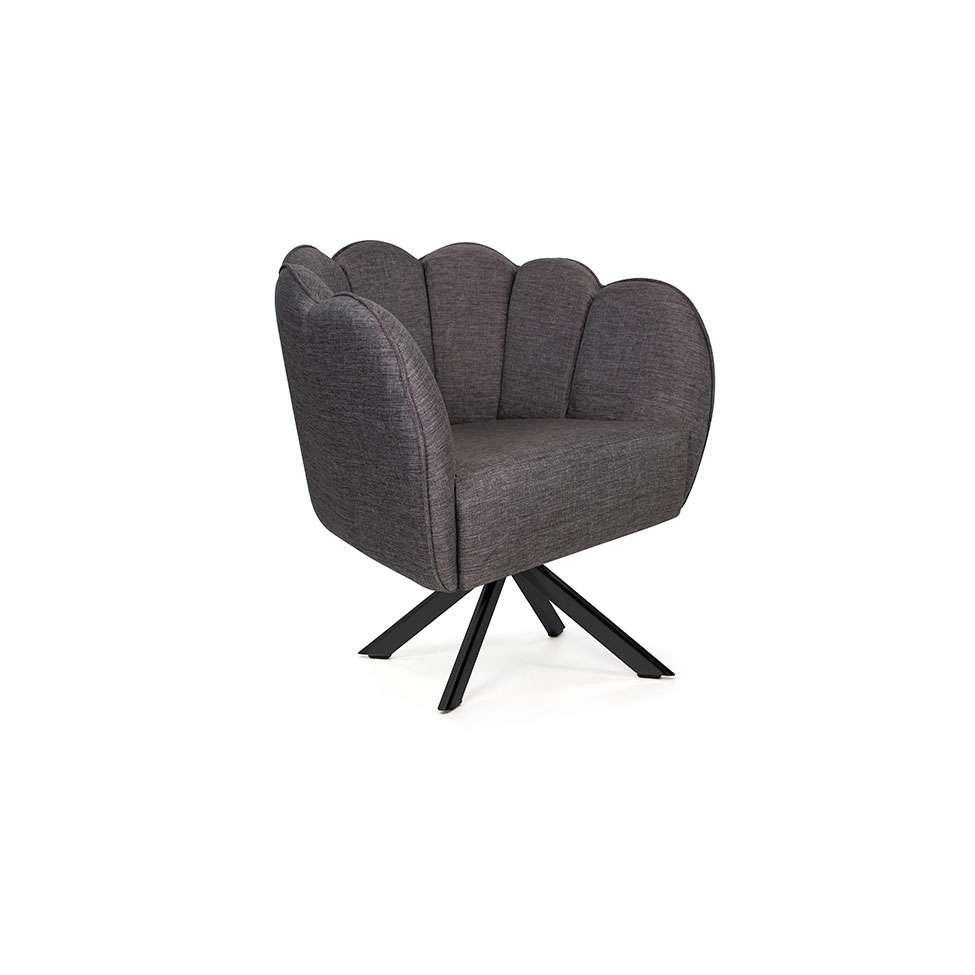 Poltrona Ariel Giratória Linho Mescla Marrom e Preta - 1