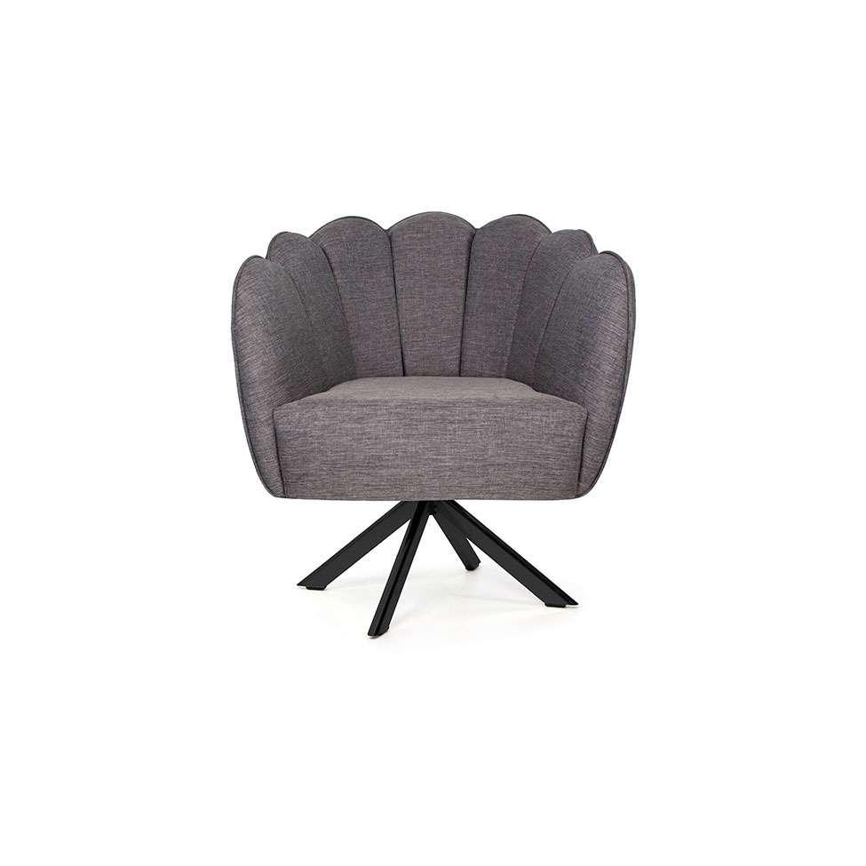 Poltrona Ariel Giratória Linho Mescla Marrom e Preta - 2