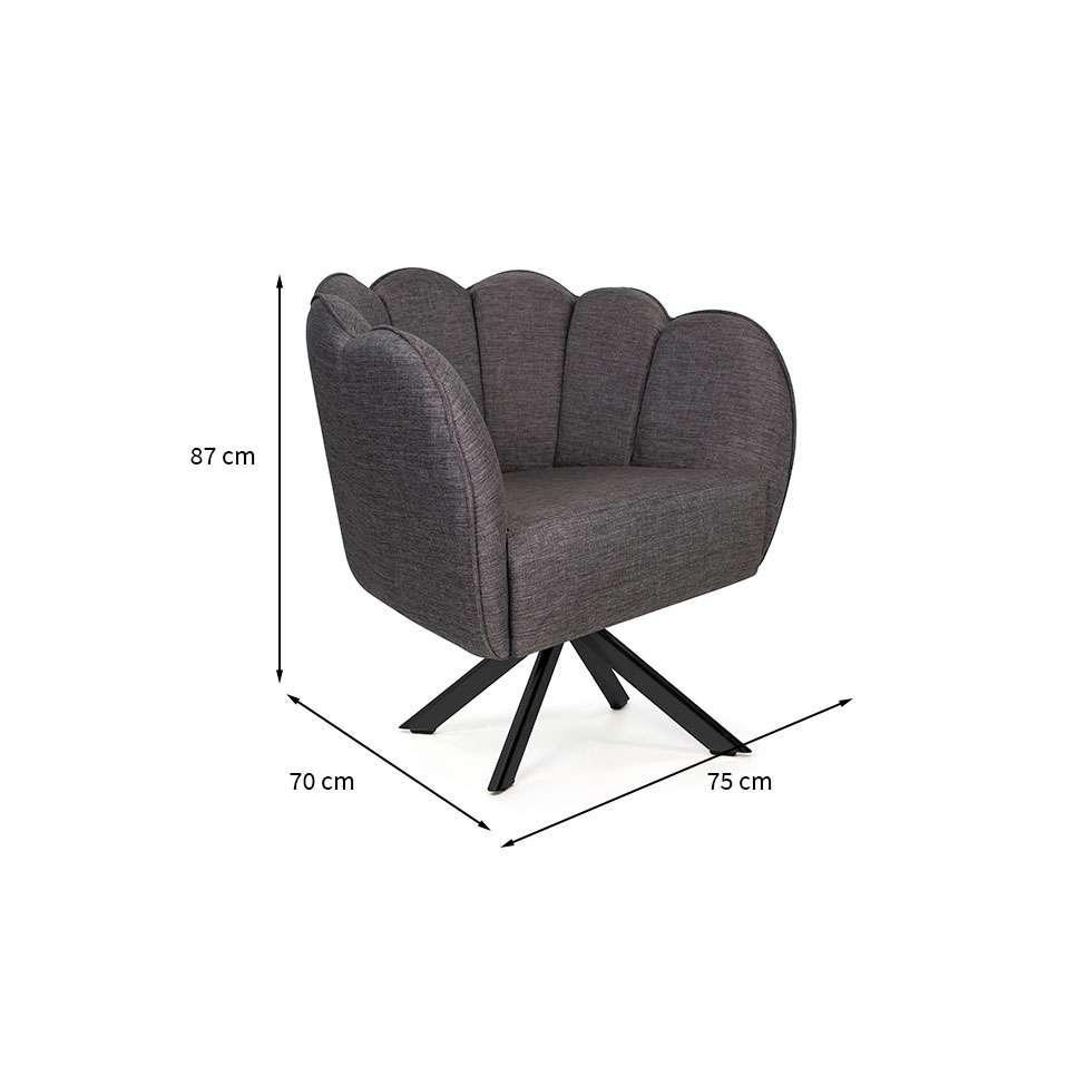 Poltrona Ariel Giratória Linho Mescla Marrom e Preta - 3