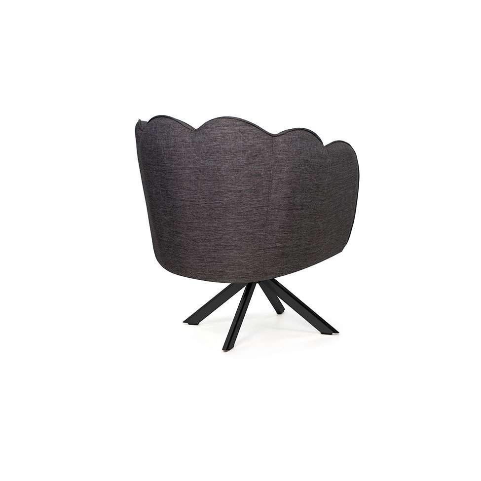 Poltrona Ariel Giratória Linho Mescla Marrom e Preta - 4