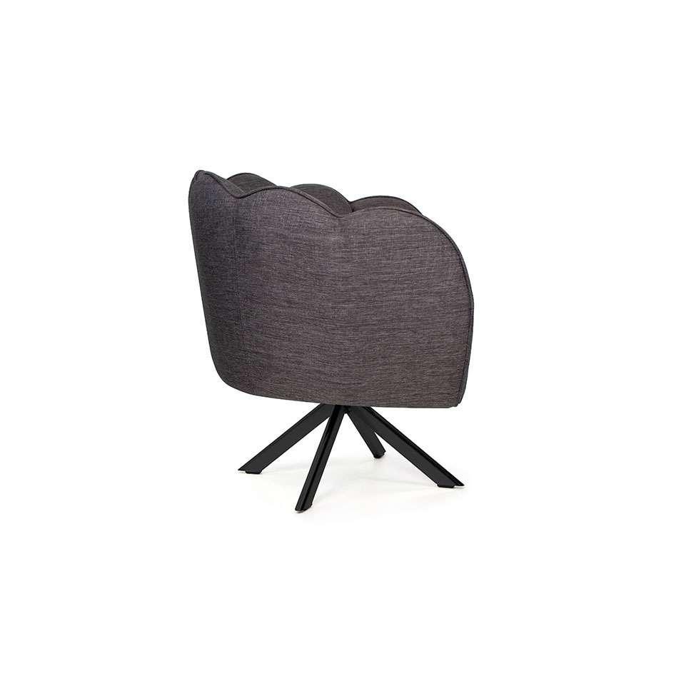 Poltrona Ariel Giratória Linho Mescla Marrom e Preta - 5