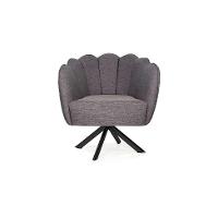 Poltrona Ariel Giratória Linho Mescla Marrom e Preta - 2