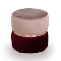 Puff Round Rainbown Veludo Rosa e Bordô - 1