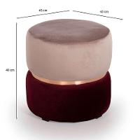 Puff Round Rainbown Veludo Rosa e Bordô - 3