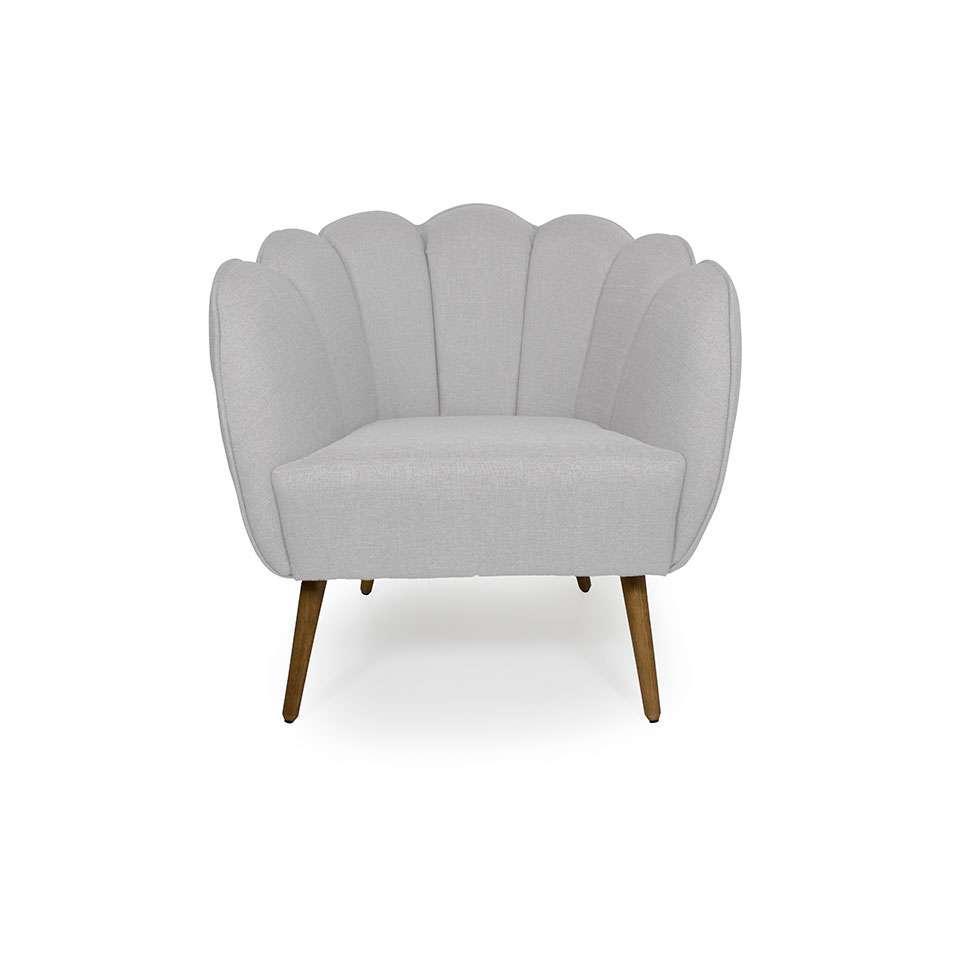 Poltrona Ariel Pé Palito Linho Creme e Madeira - 2