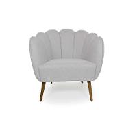 Poltrona Ariel Pé Palito Linho Creme e Madeira - 2