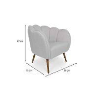 Poltrona Ariel Pé Palito Linho Creme e Madeira - 3