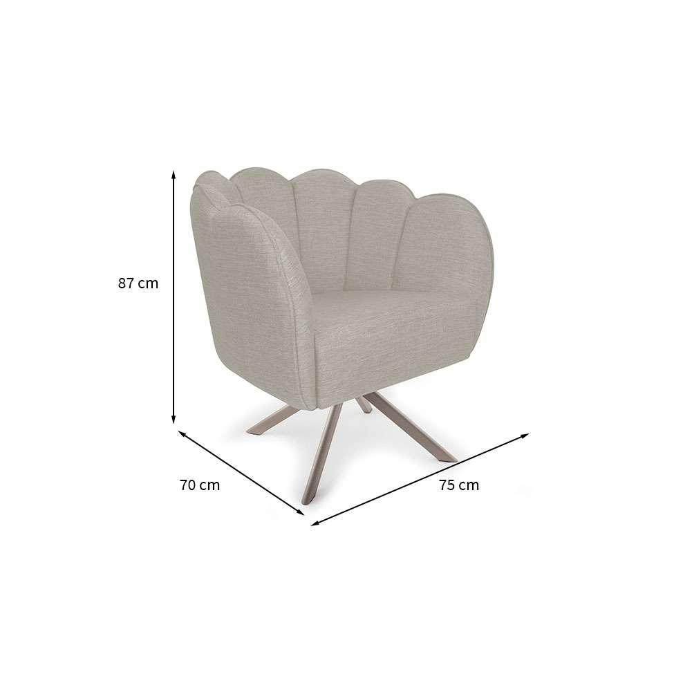 Poltrona Ariel Giratória Linho Aveia e Champagne - 3