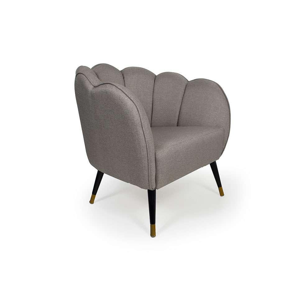 Poltrona Ariel Pé Palito Linho Fendi e Preta - 1