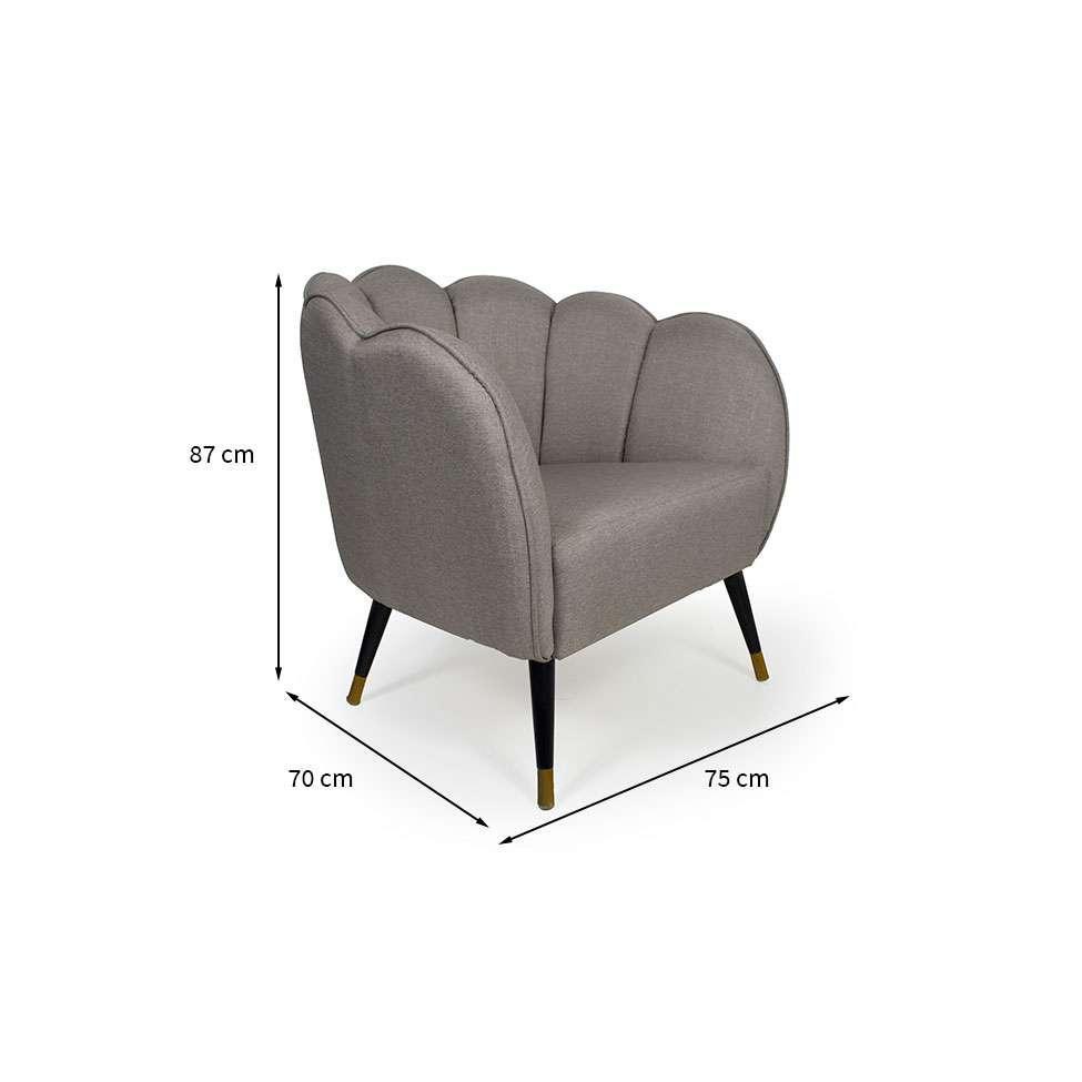 Poltrona Ariel Pé Palito Linho Fendi e Preta - 3