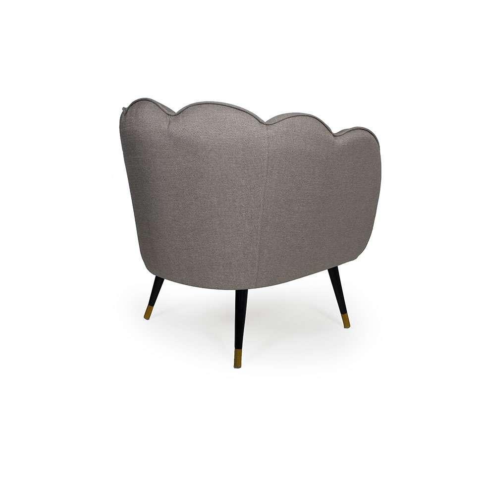 Poltrona Ariel Pé Palito Linho Fendi e Preta - 5