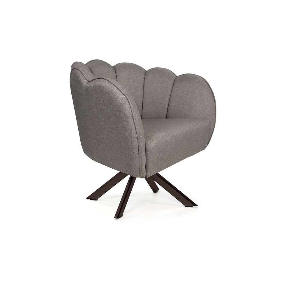 Poltrona Ariel Giratória Linho Fendi e Chocolate - 1