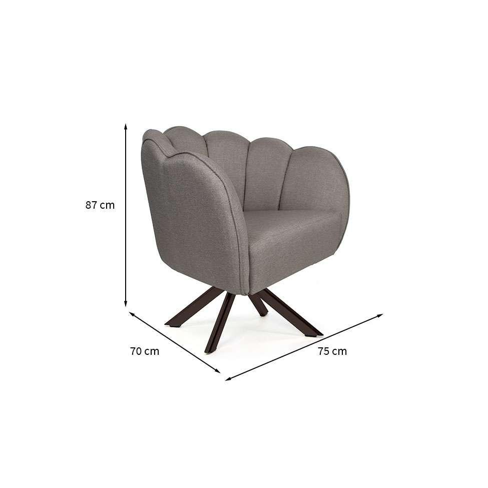 Poltrona Ariel Giratória Linho Fendi e Chocolate - 3