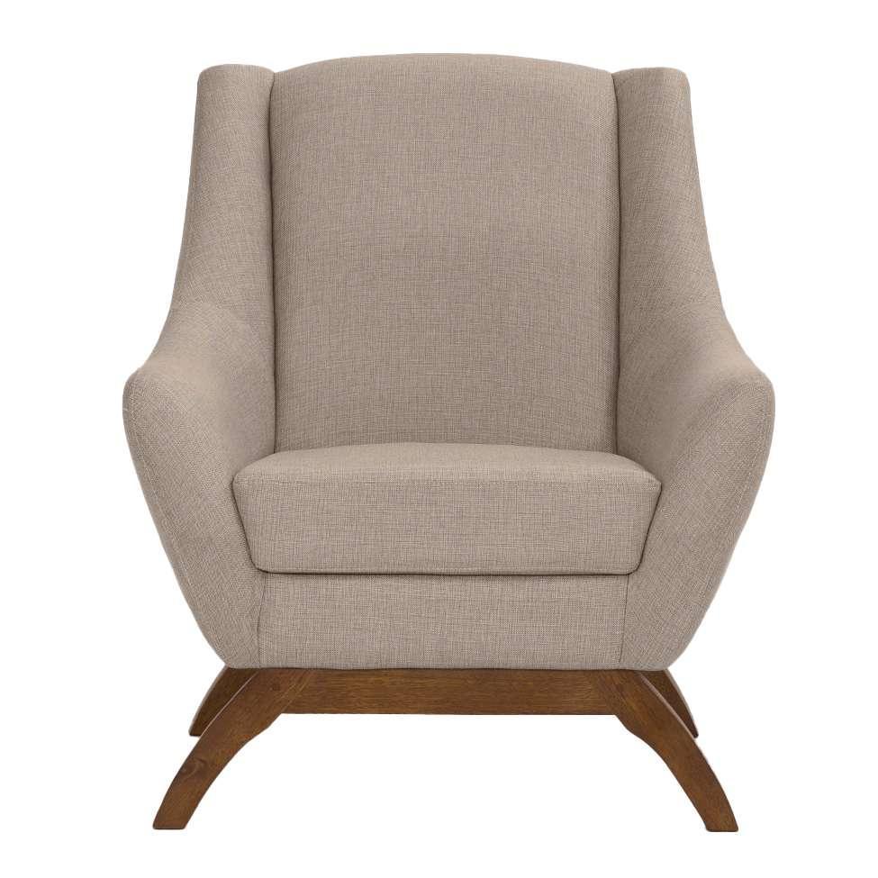 Poltrona Juliet Linho Mescla Bege e Madeira - 2