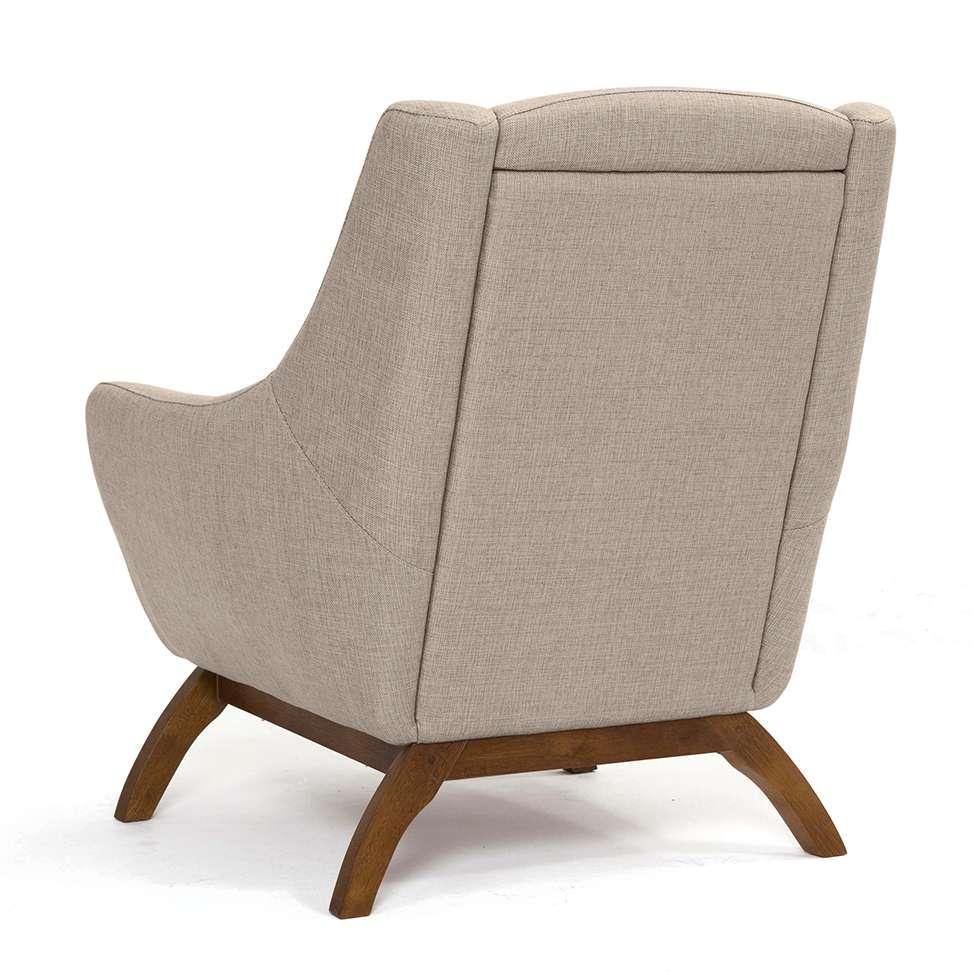 Poltrona Juliet Linho Mescla Bege e Madeira - 5