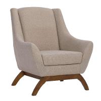 Poltrona Juliet Linho Mescla Bege e Madeira - 1