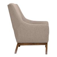 Poltrona Juliet Linho Mescla Bege e Madeira