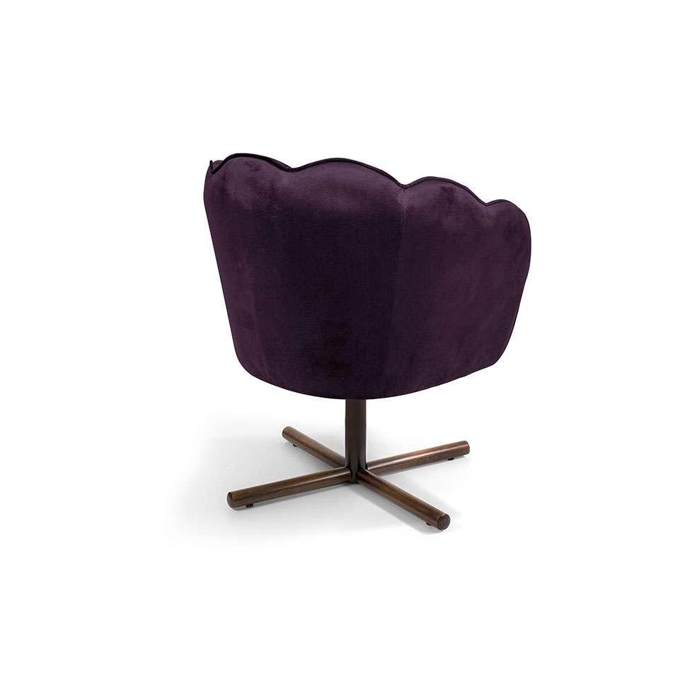Poltrona Ariel Giratória Veludo Uva e Castanho - 4