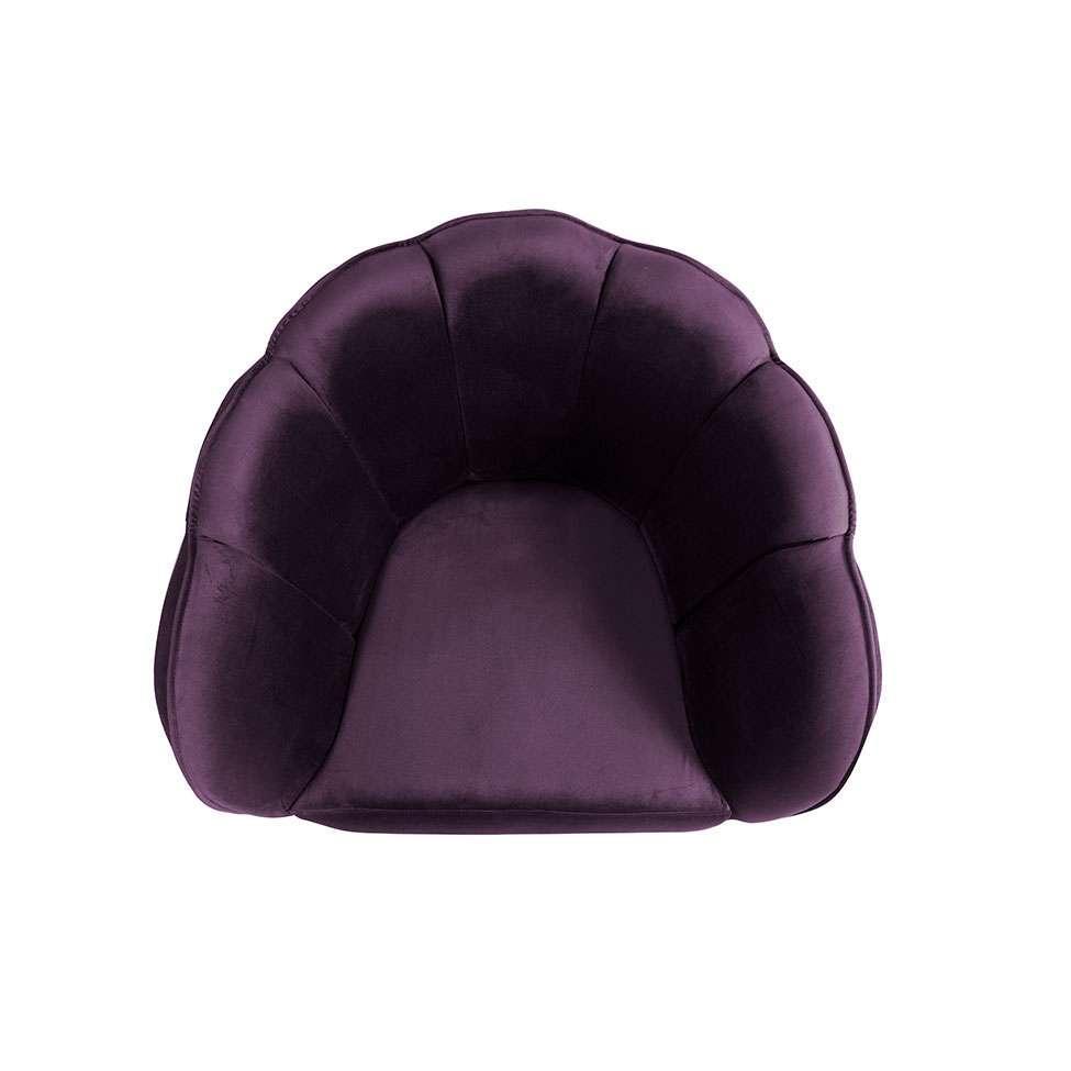 Poltrona Ariel Giratória Veludo Uva e Castanho - 5