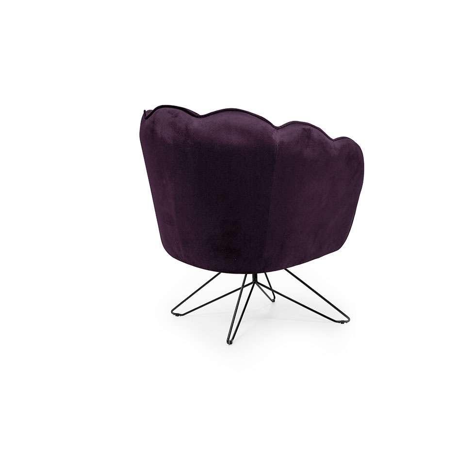 Poltrona Ariel Base Aço Veludo Uva e Preta - 4