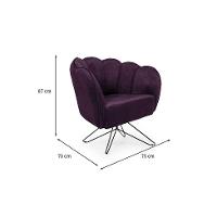 Poltrona Ariel Base Aço Veludo Uva e Preta - 3