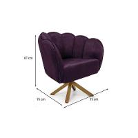 Poltrona Ariel Giratória Veludo Uva e Madeira - 3