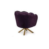 Poltrona Ariel Giratória Veludo Uva e Madeira