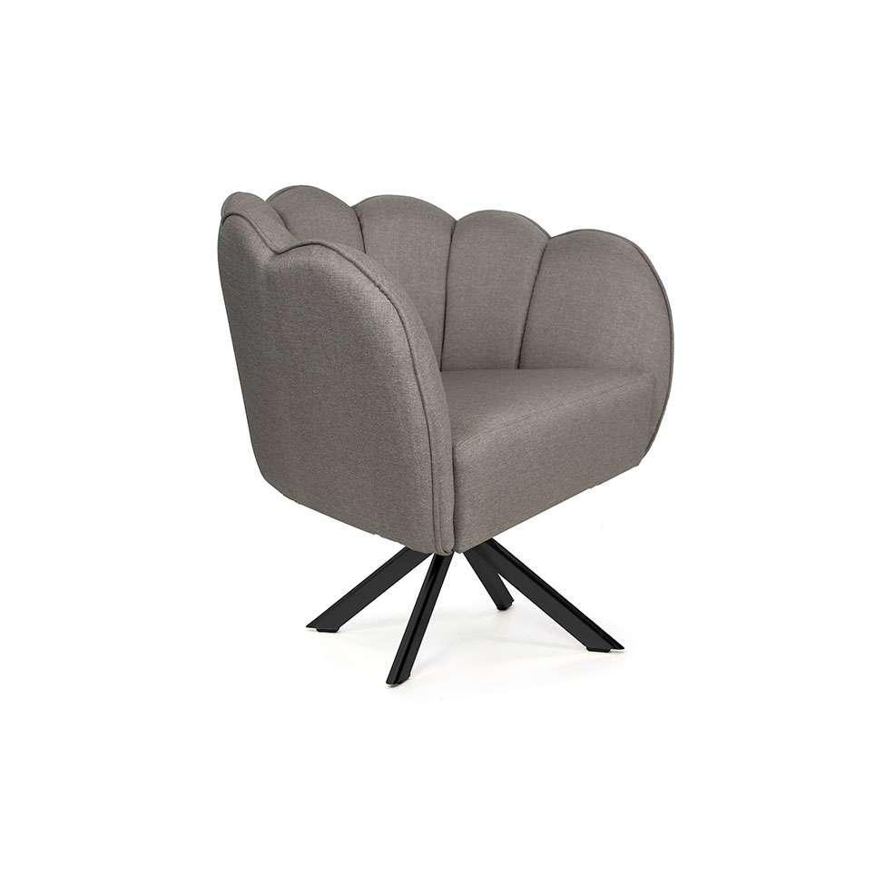 Poltrona Ariel Giratória Linho Fendi e Preta - 1