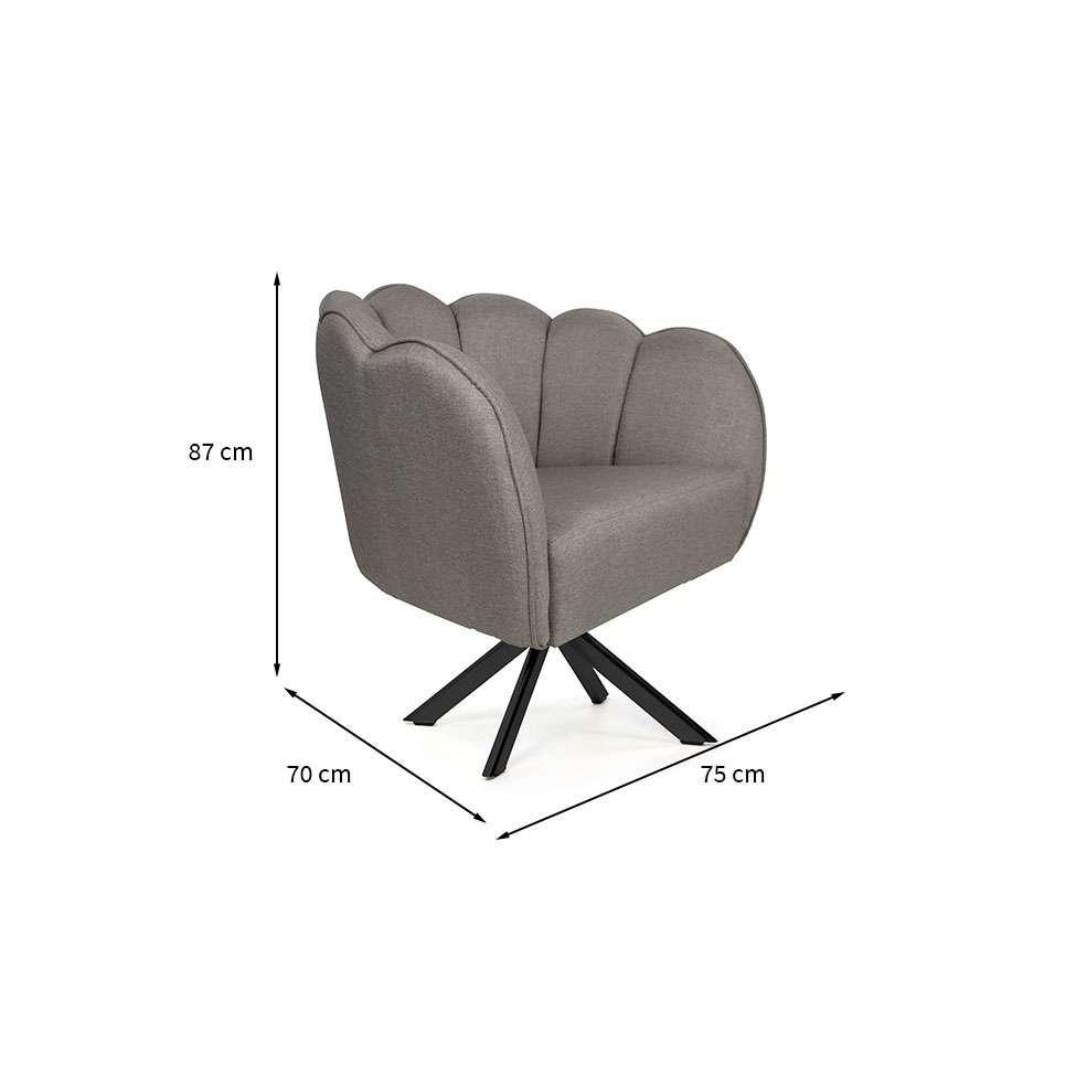 Poltrona Ariel Giratória Linho Fendi e Preta - 3