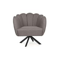 Poltrona Ariel Giratória Linho Fendi e Preta - 2