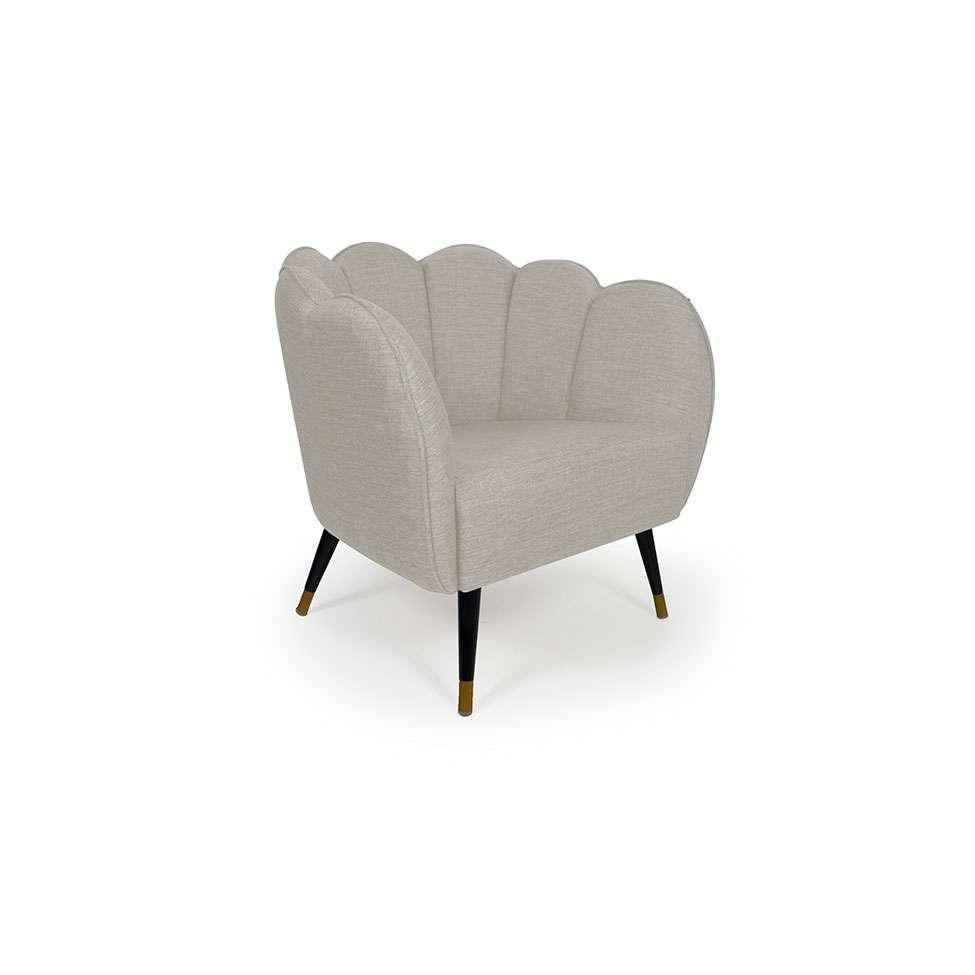 Poltrona Ariel Pé Palito Linho Aveia e Preta - 1