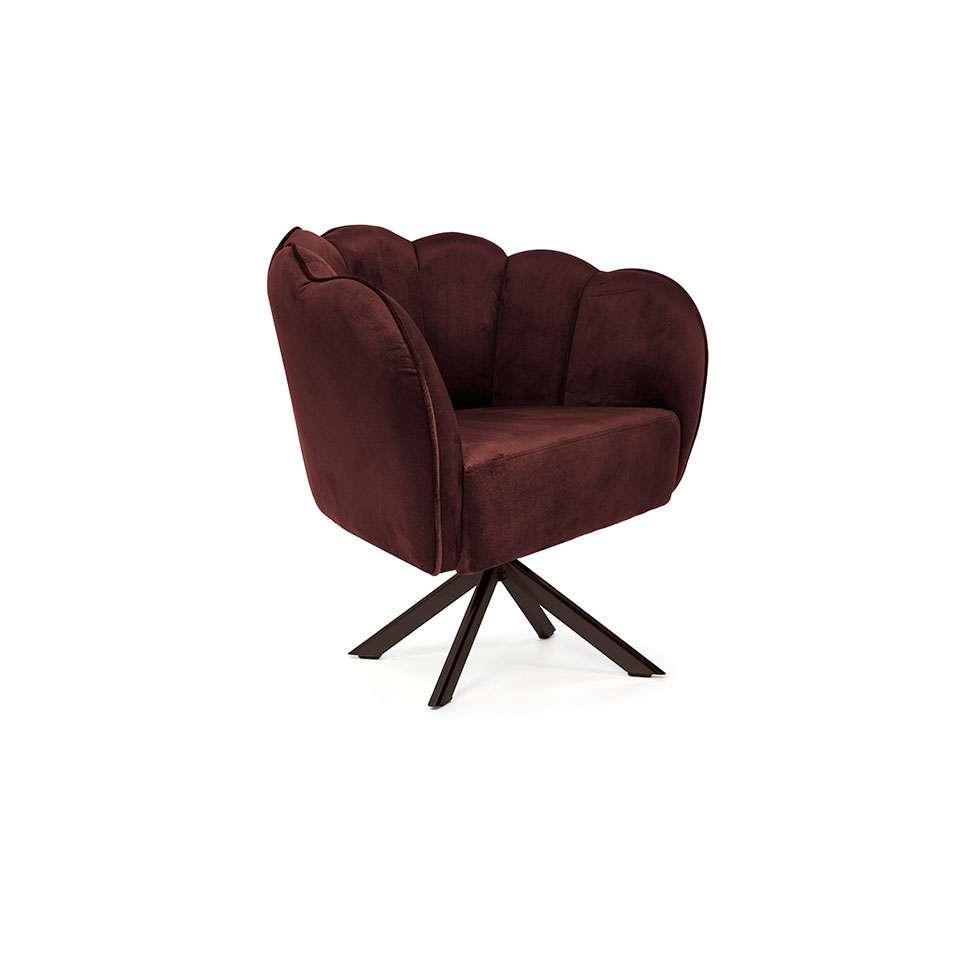 Poltrona Ariel Giratória Veludo Malbec e Chocolate - 1
