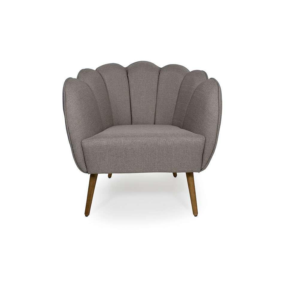 Poltrona Ariel Pé Palito Linho Fendi e Madeira - 2