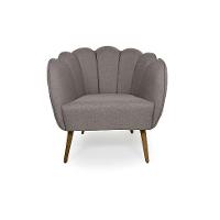 Poltrona Ariel Pé Palito Linho Fendi e Madeira - 2