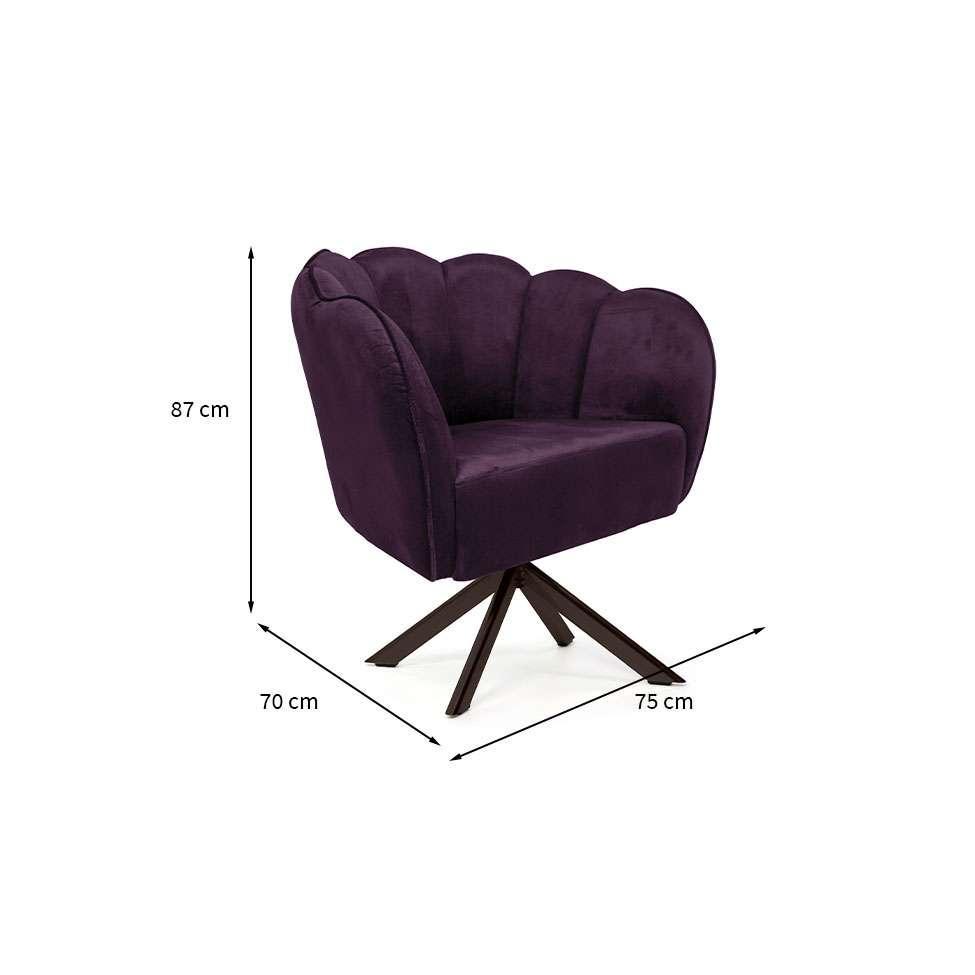 Poltrona Ariel Giratória Veludo Uva e Chocolate - 3