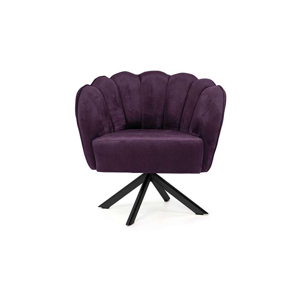 Poltrona Ariel Giratória Veludo Uva e Preta - 2