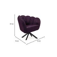 Poltrona Ariel Giratória Veludo Uva e Preta - 3